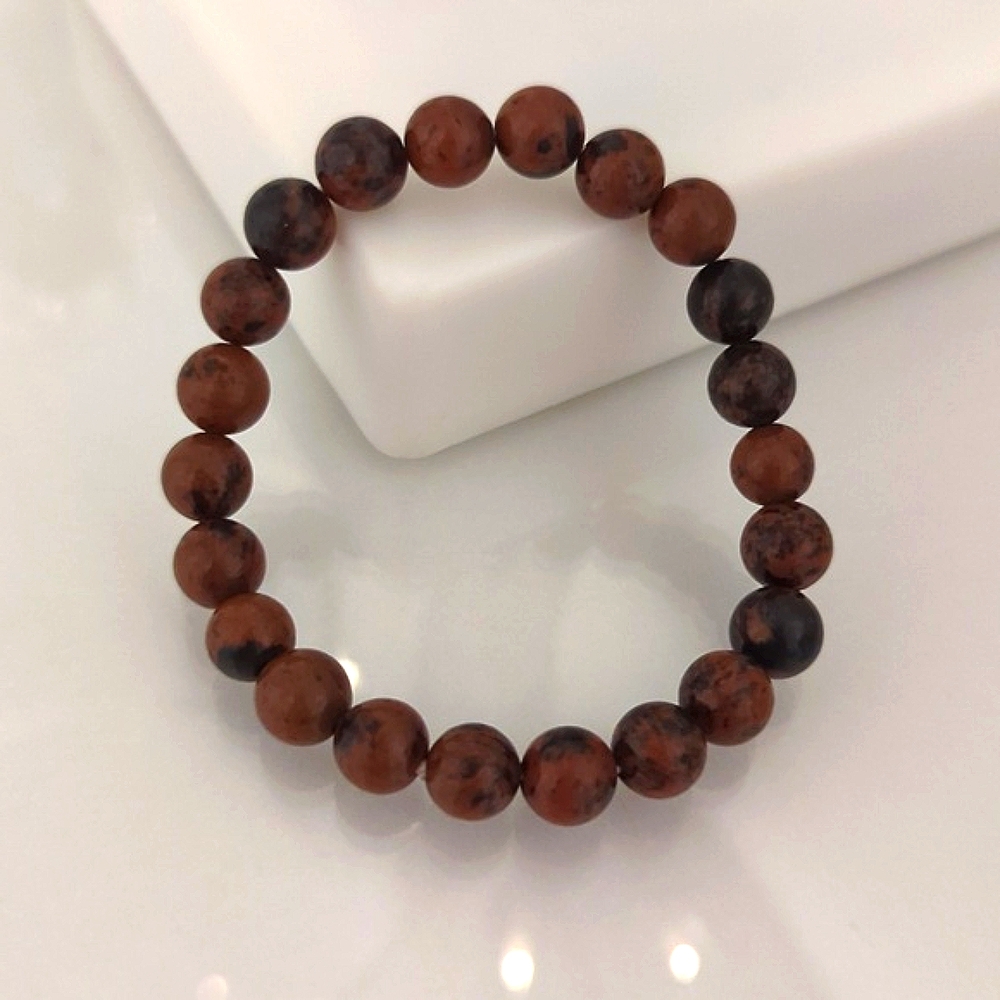Mahogany Obsidian 8mm Beaded Stretch Bracelet - New